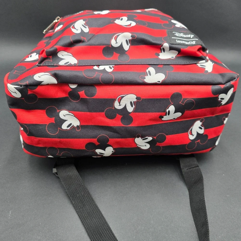 Disney Loungefly Mickey Mouse Striped Canvas Backpack Red Black 40-20163